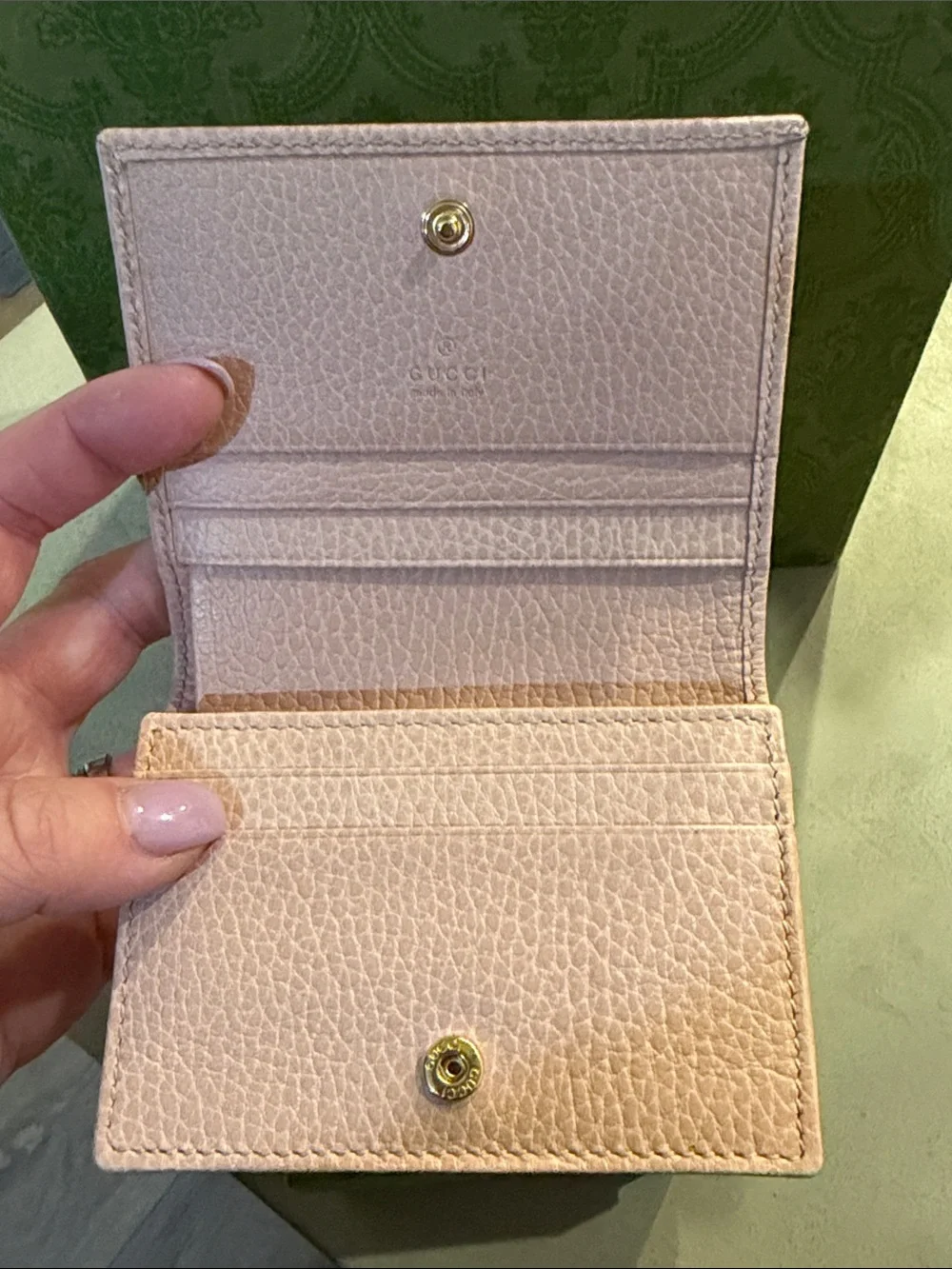 GUCCI | ✨ GG Marmont Card Case Wallet in Light Blush Pink Pebbled Leather - Picture 6 of 8